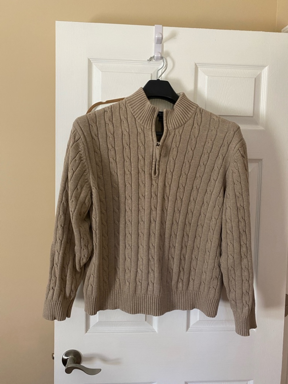 Daniel Cremieux Beige Cable Knit Half-Zip Sweater XXL